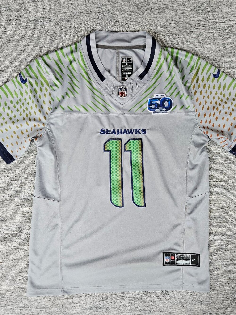 Seahawks Jaxon Smith-Njigba Nike 50th Season Vapor F.U.S.E. Limited Jersey SZ S
